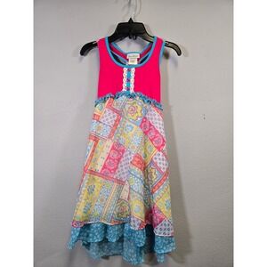 Jona Michelle Boho Patchwork High-Low Racerback Summer Dress Size 7